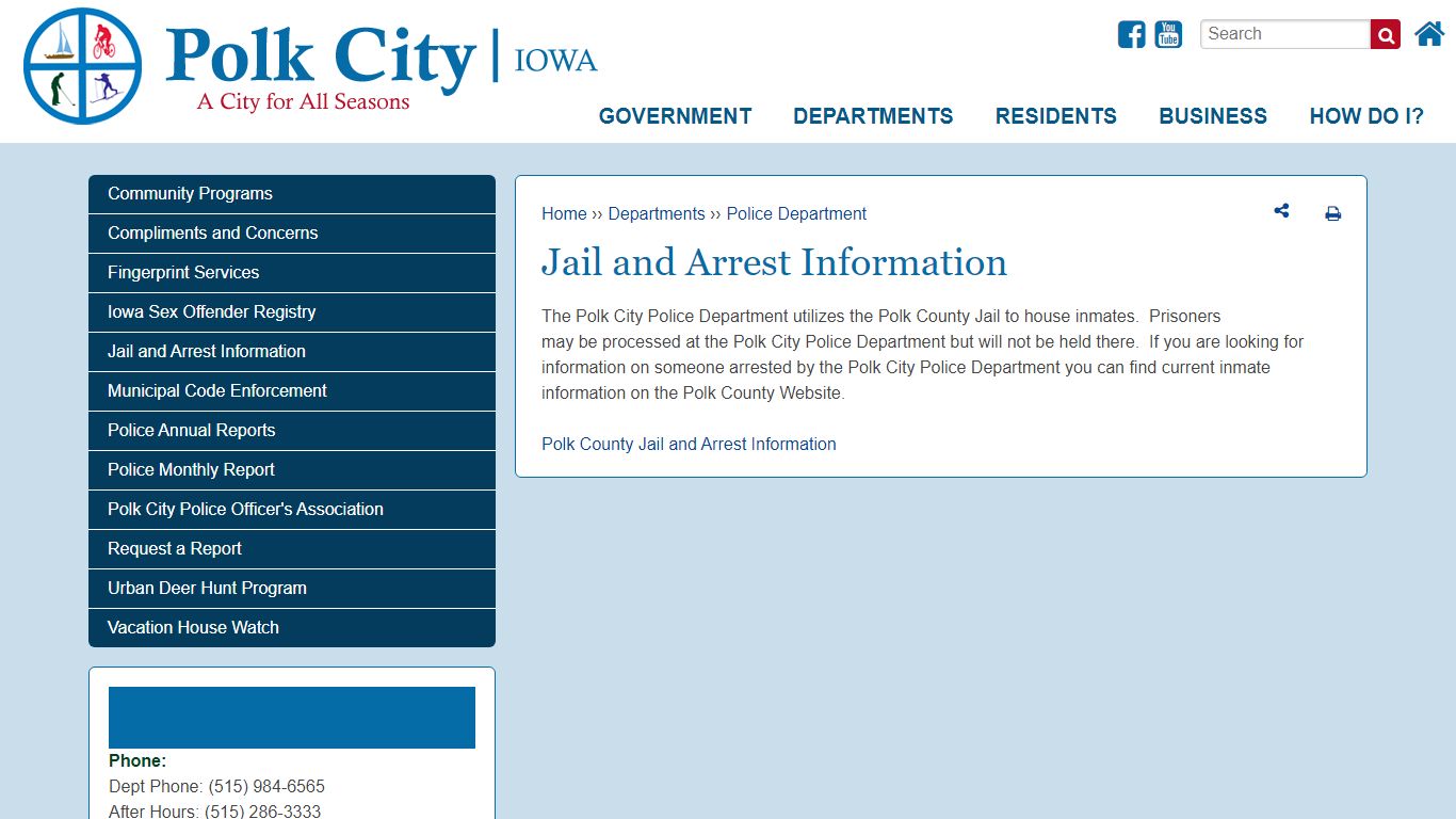 Jail and Arrest Information | Polk City, IA
